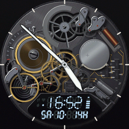 Mecha Digi - Gilt gold on black, ice digits, wind on the gauge, recovery time after a run